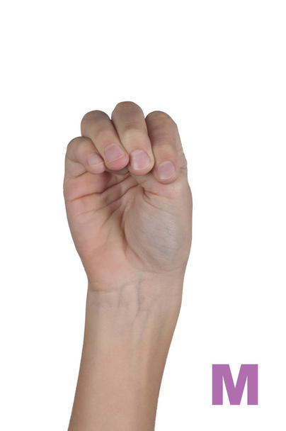 Sign language. Letter M made by fingers - Φωτογραφία, εικόνα