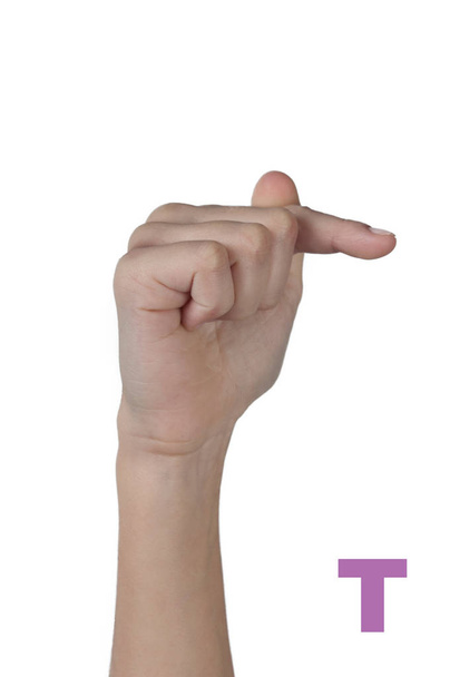 El ile yapılan T harfi. İşareti sözsüz alfabesi - Fotoğraf, Görsel