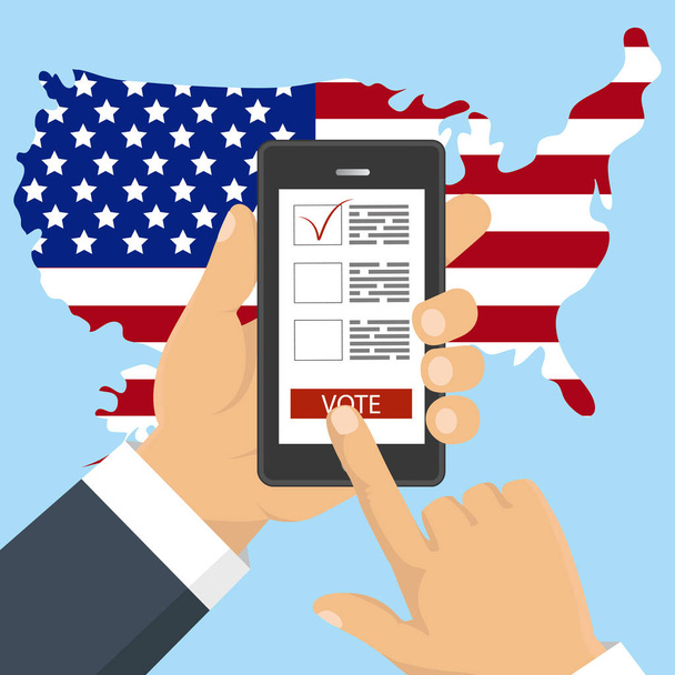 Smartphone portatile con app di voto sullo schermo. Concetto o
 - Vettoriali, immagini