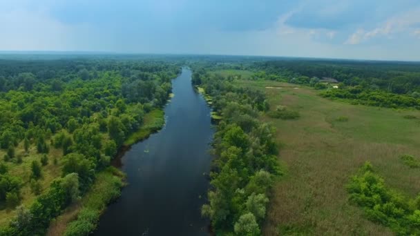 Vliegende drones over de rivier - Video