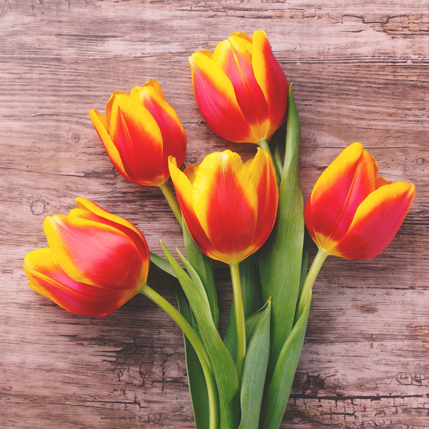 Belo buquê de tulipas amarelas
 - Foto, Imagem