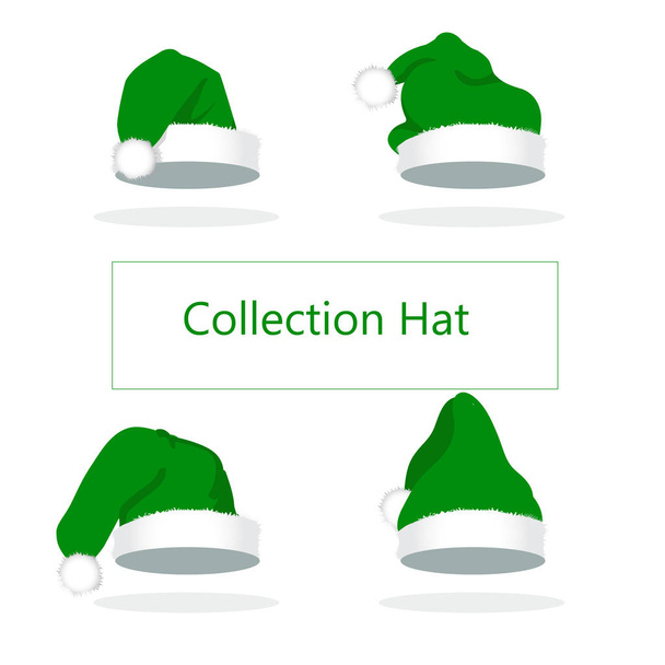 Collection green Christmas hats - Vector, Image