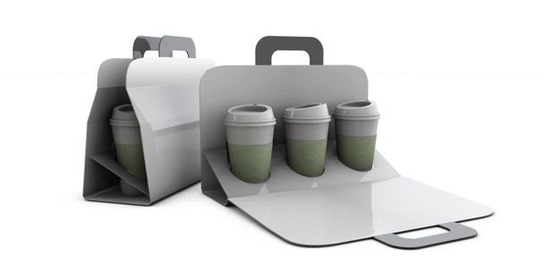 иллюстрация коробочного кофе с чашками, картонная крышка
 - Фото, изображение