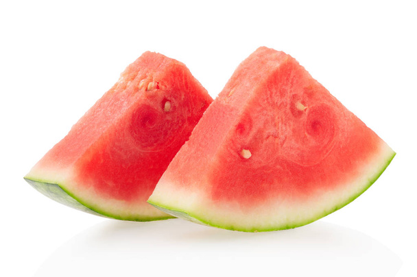 Two watermelon slices on white, clipping path - Zdjęcie, obraz