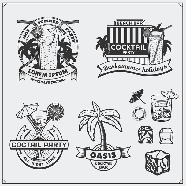 Collection of cocktails emblems, labels and design elements. - Vector, afbeelding