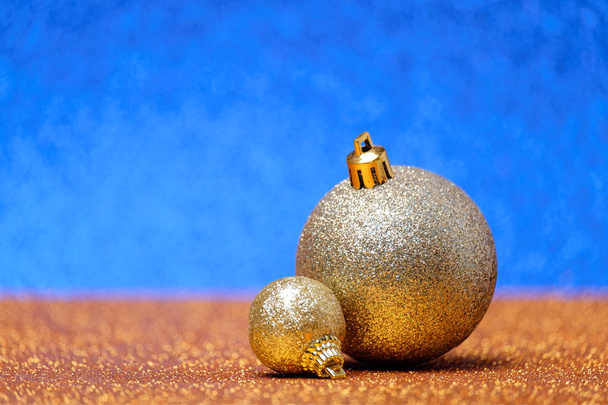 Christmas and New Year decorations on glitter background - Fotografie, Obrázek