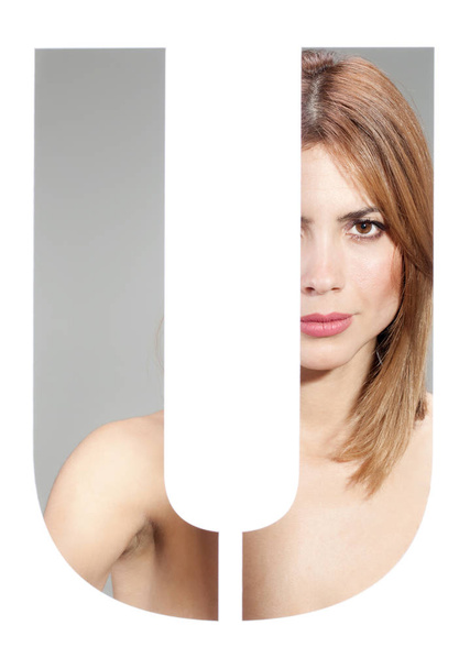 letter "U" female portrait - Фото, зображення