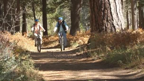 Senior couple riding bikes  - Кадры, видео