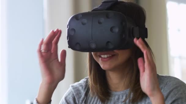 Woman Wearing Virtual Reality Headset  - Filmati, video