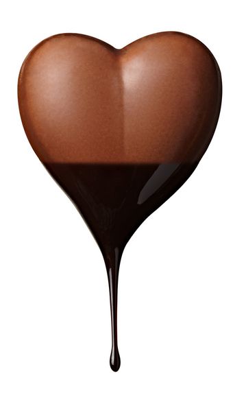 chocolade siroop lekkende hart vorm liefde - Foto, afbeelding
