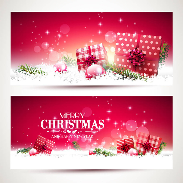 Red Christmas banners - Vector, afbeelding