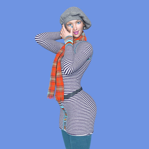 3D CG rendering of a young woman - Zdjęcie, obraz