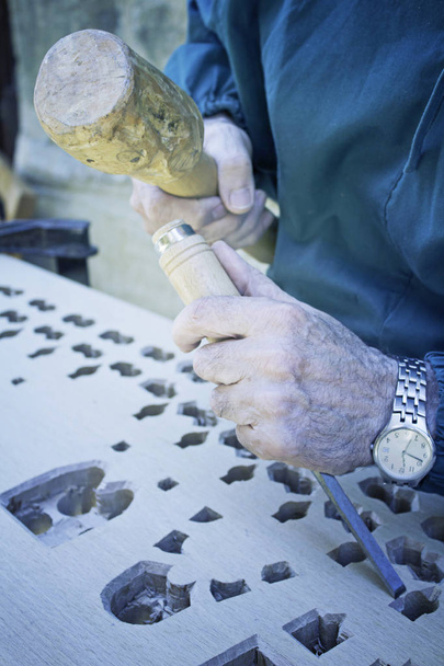 Craftsman carving wood - Photo, Image