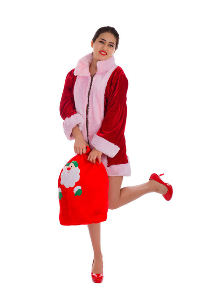 Красива молода жінка одягнена в різдвяний костюм
 - Фото, зображення