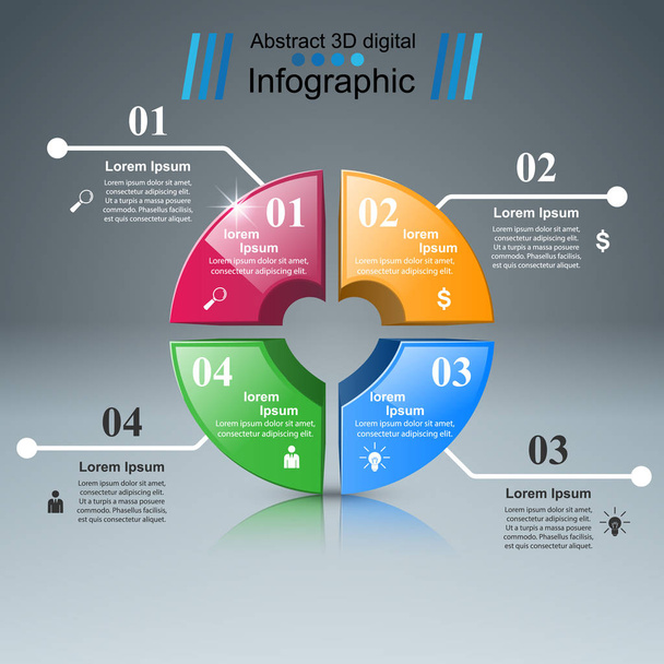 Abstract 3d digitale illustratie Infographic. Hart pictogram. - Vector, afbeelding