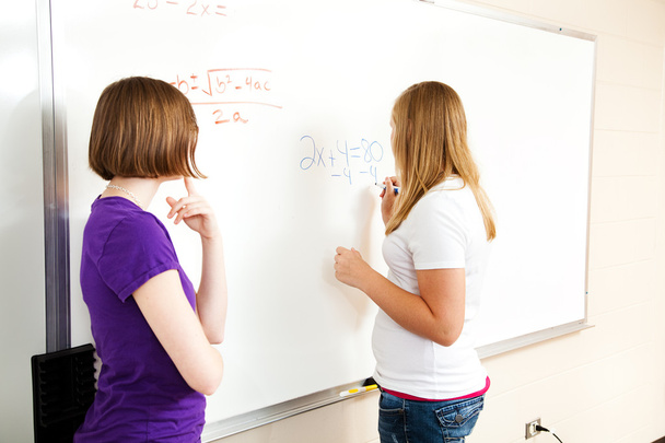 Two Girls in Algebra Class - 写真・画像