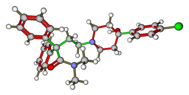 ロペラミドは下痢の薬。3 d の分子構造 - 写真・画像