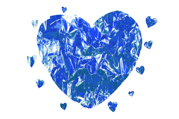 vector heart made of blue foil - Vektor, Bild