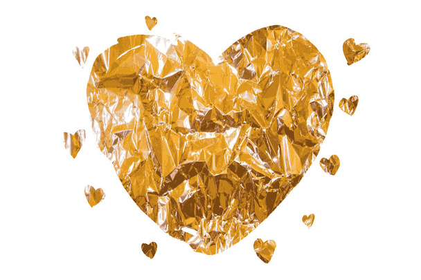 vector heart made of gold foil - Vector, afbeelding