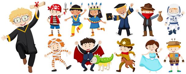People in different costumes - Vector, Image
