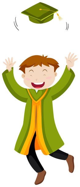 Man in green graduation gown - Vector, Image