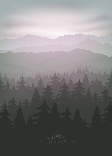 Forêt de montagne dans le brouillard
  - Vecteur, image