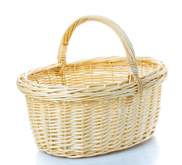 wicker basket decorated on white - Photo, Image