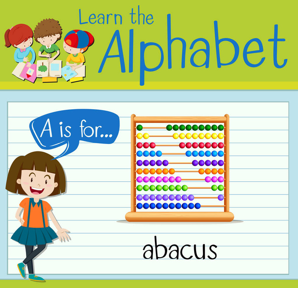 Flashcard harf A abacus için olduğunu - Vektör, Görsel
