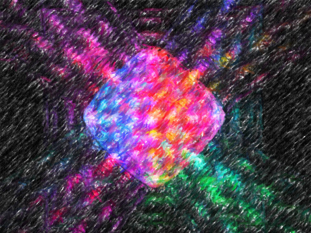 Kleurrijke abstracte ufo fractal crayon - Foto, afbeelding
