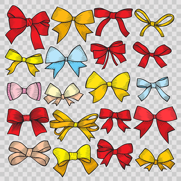 set of vintage bows. - Вектор,изображение