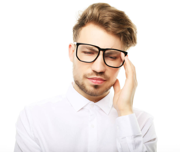 Businessman stressed pressure headache worry - Фото, изображение