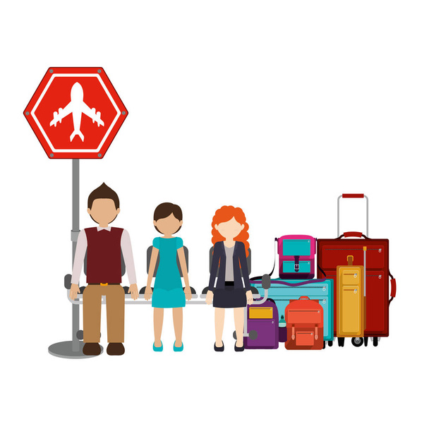 Απομονωμένη σχέδιο μεταφοράς επιβατών και αποσκευών - Διάνυσμα, εικόνα