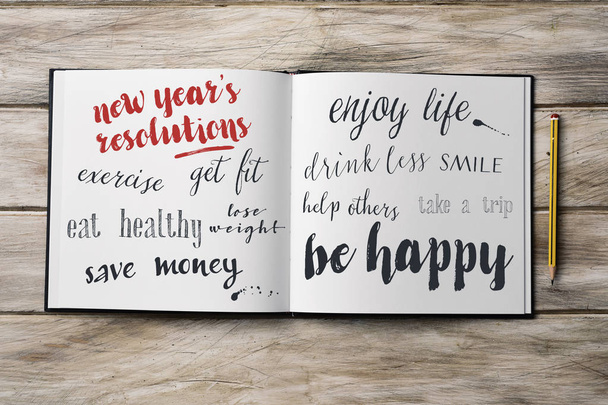Niektóre rezolucje nowy rok w Notatniku - Zdjęcie, obraz