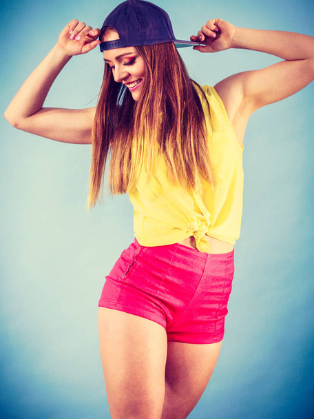 Young trendy smiling female dancer. - 写真・画像