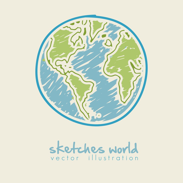 sketch illustration of planet earth - Vector, Image