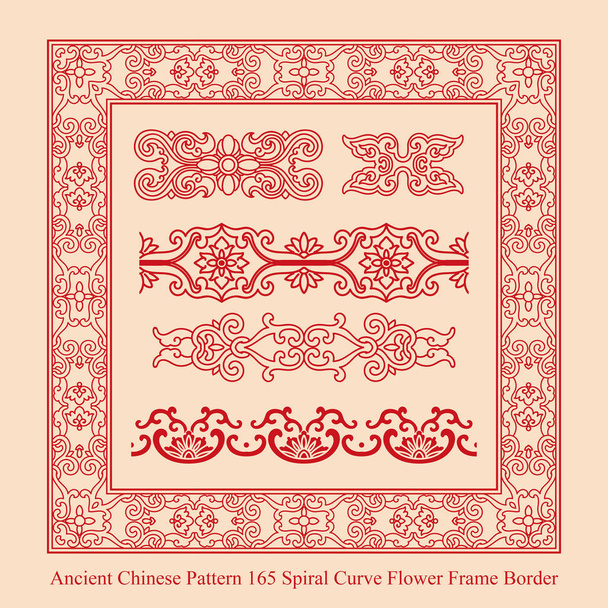 Ancient Chinese Pattern of Spiral Curve Flower Frame Border - Vector, Image