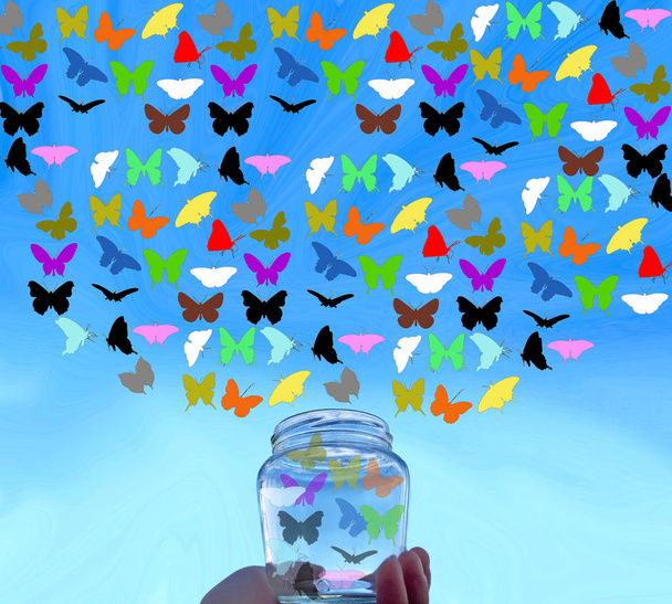 Lass die Schmetterlinge fliegen, lass deine Träume fliegen - Foto, Bild