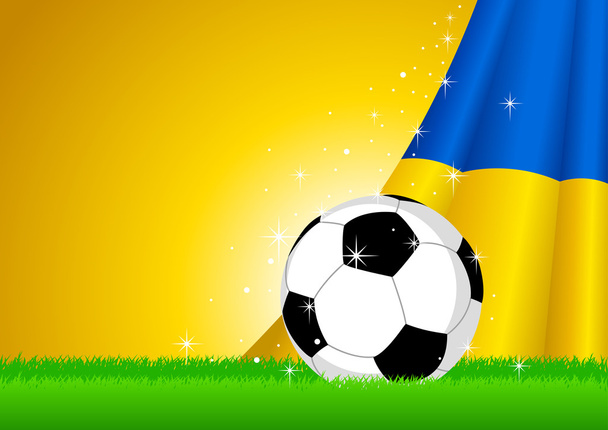 Bandera de Ucrania y balón de fútbol
 - Vector, Imagen