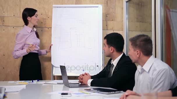 Geschäftsfrau stellt Projekt ihren Kollegen vor - Filmmaterial, Video