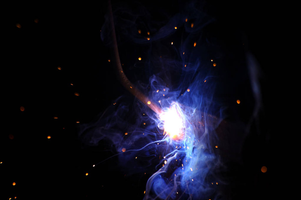 Metal Welding with sparks and smoke - Photo, Image