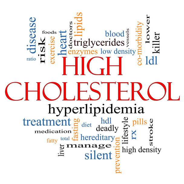 Hoher Cholesterinspiegel Wortwolke Konzept - Foto, Bild