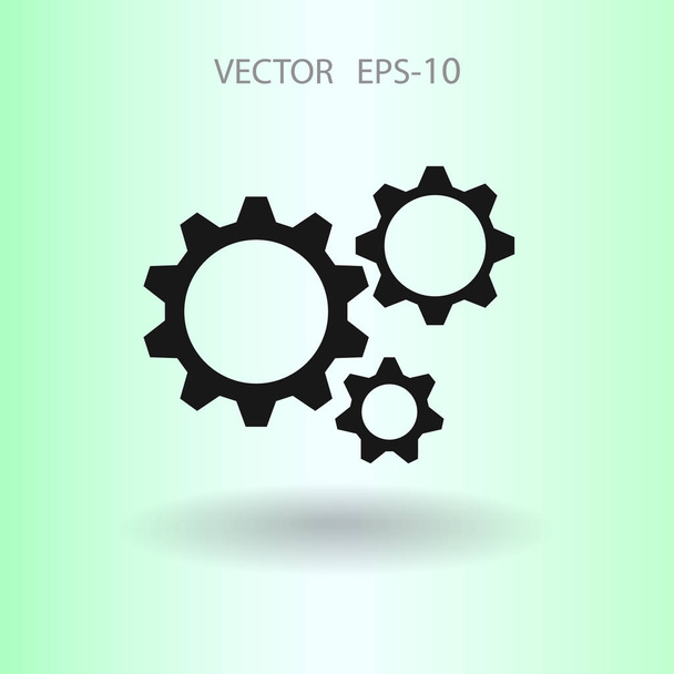 Flat icon of gears. vector illustration - Vector, imagen