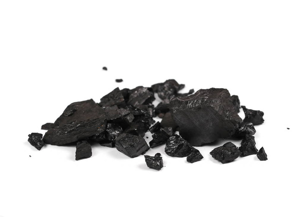pile black coal isolated on white background - Fotó, kép