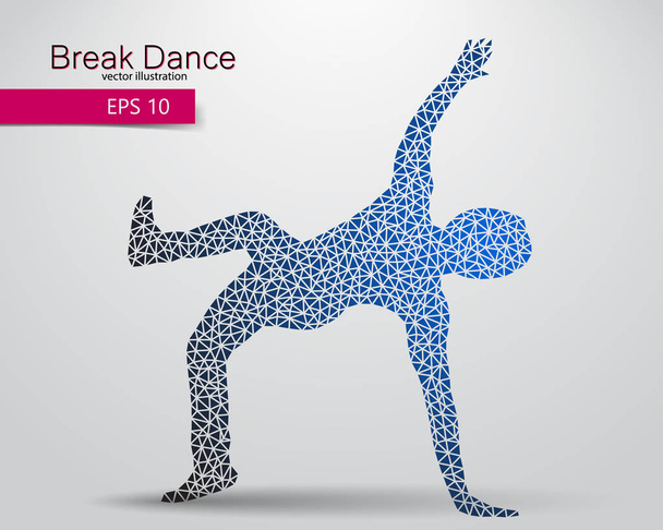 Silhouette of a break dancer from triangles. - Vector, Image