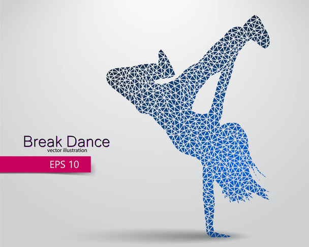Silhouette of a break dancer from triangles. - Vector, Image