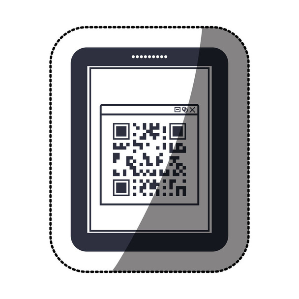 Isolated qr code and tablet design - Vector, Image