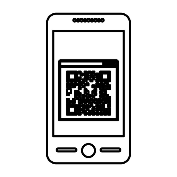 Isolated qr code and smartphone design - Vector, Image