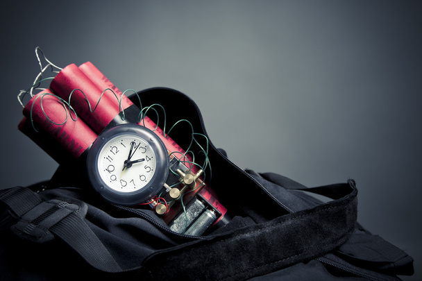 time bomb inside a backpack in a subway station - Photo, Image