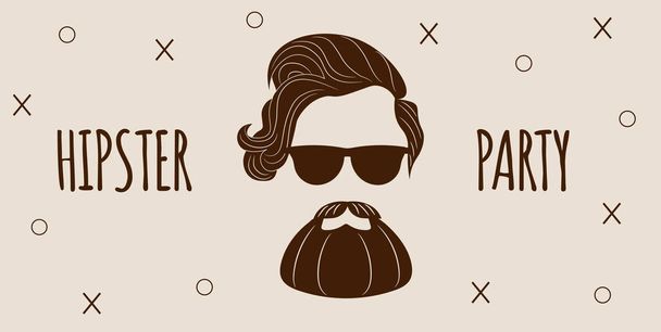 Silhouette barbu Hipster avec lettrage - Hipster party. Illustration vectorielle mode eps 10 isolée sur fond blanc
. - Vecteur, image