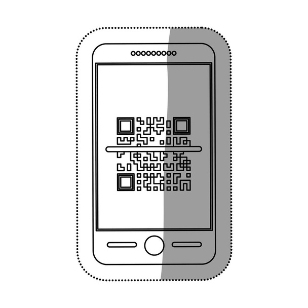 isolierter QR-Code und Smartphone-Design - Vektor, Bild